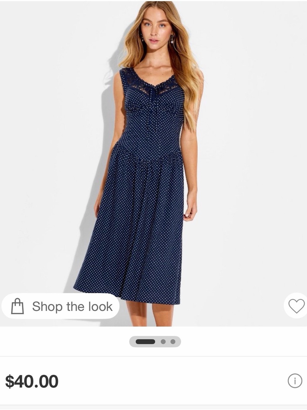 Women’s Navy Polka Dot Sleeveless Midi Dress
